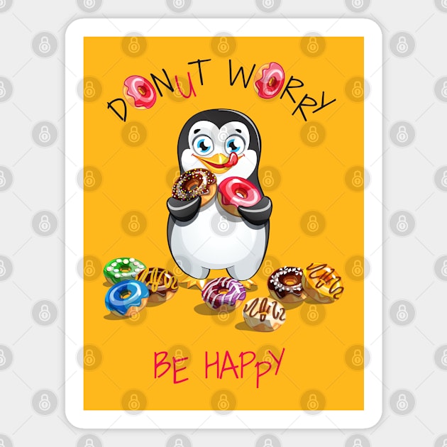 Penguin Donut Worry Magnet by Mako Design 